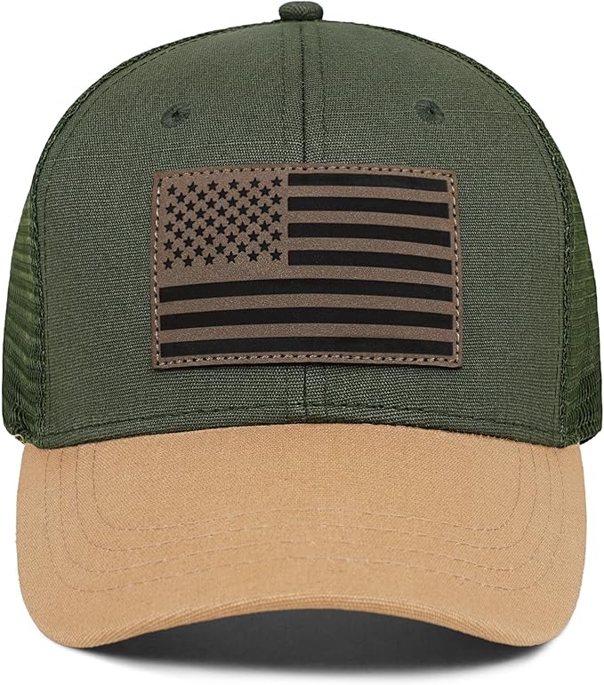 American Flag Trucker Hat - Snapback Hats for Men Women Baseball Cap - Breathable Mesh & Adjustable Fit for Casual Wear