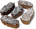 Wooden Stamps for Block Printing on Saree Border, Tattoo Set of 5 by Hashcart