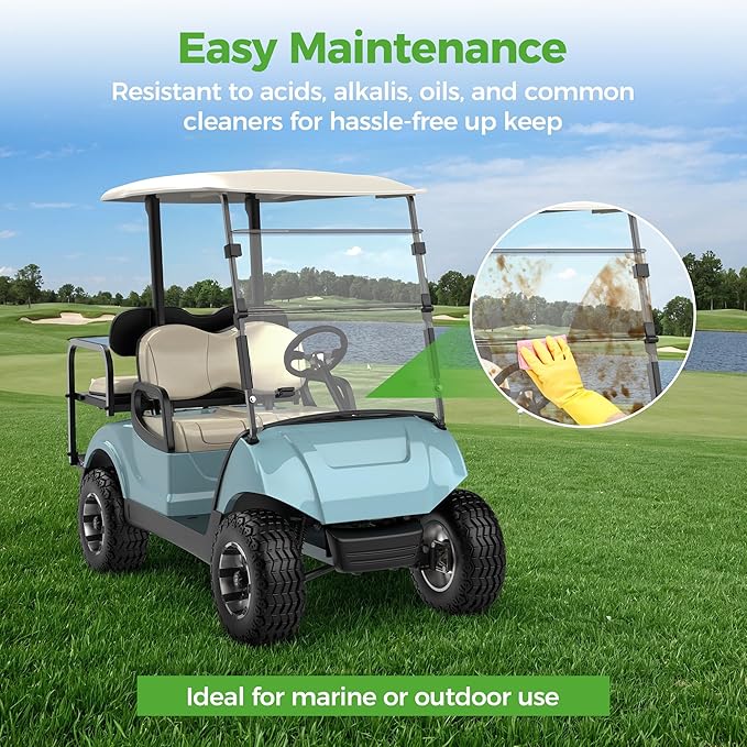 10L0L Golf Cart Windshield for Yamaha Drive 2 2017-Up, Clear/Tinted Folding Windshield with All Heavy Duty Clips, PC Material, Anti-UV & Impact Resistant - Easy Install (Fits Gas/Electric Models)