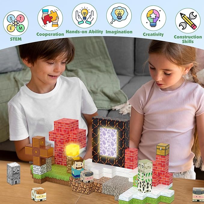 200PCS Magnetic Blocks Building Toys Set, Light Up Magnet Cubes, 3D Magnetic - Image 4