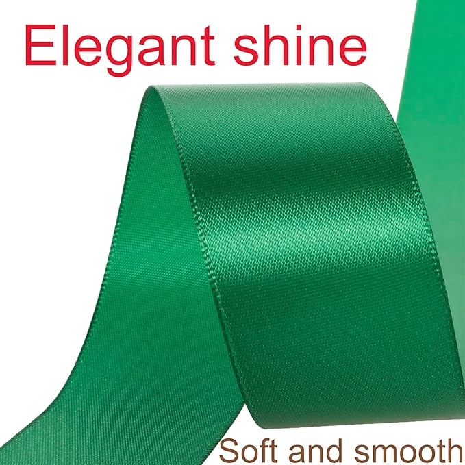 1-1/2 Inch Dark Green Ribbon, 50 Yards Craft Polyester Satin Ribbon Perfect - Image 3