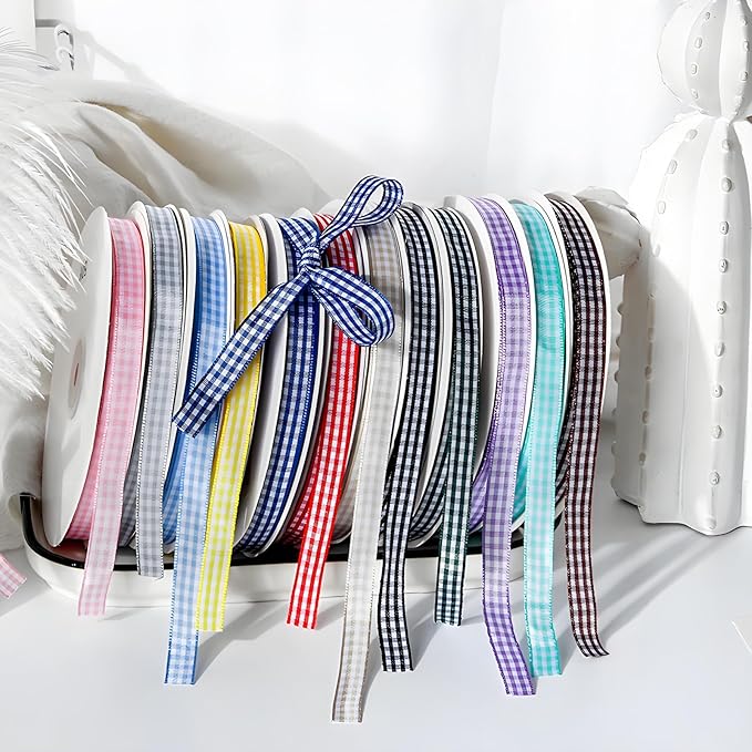 Classic Gingham Checkered Ribbon, DIY Projects, Hair Bows, Scrapbooking & Party - Image 6