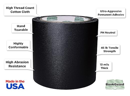 BookGuard 4 inch Premium Bookbinding Repair Cloth Tape, 15 Yard Roll - Image 2