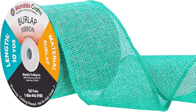 Mandala Crafts Turquoise Burlap Ribbon 3 Inches Wide Jute Ribbons by MandalaCrafts