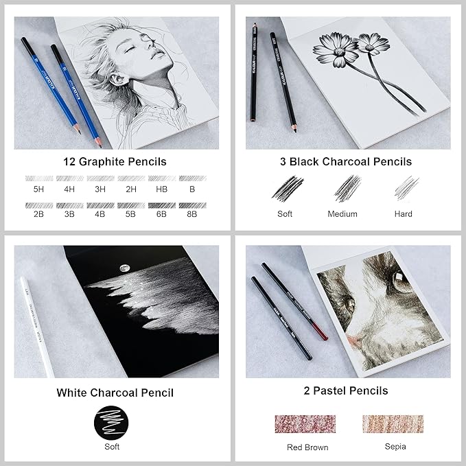 KALOUR 135 Drawing Set Sketching Kit, Art Supplies - Image 5