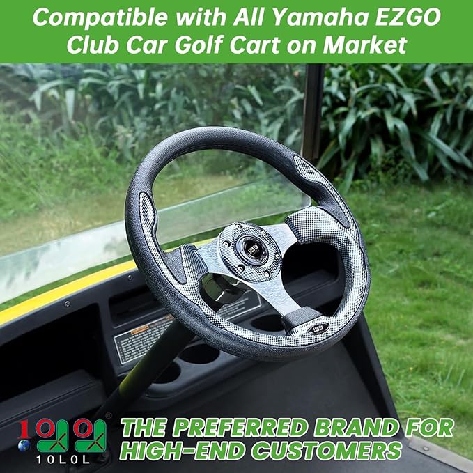 10L0L Golf Cart Steering Wheel, Generic of Most Golf cart EZGO Club Car Yamaha (style1 Gray)
