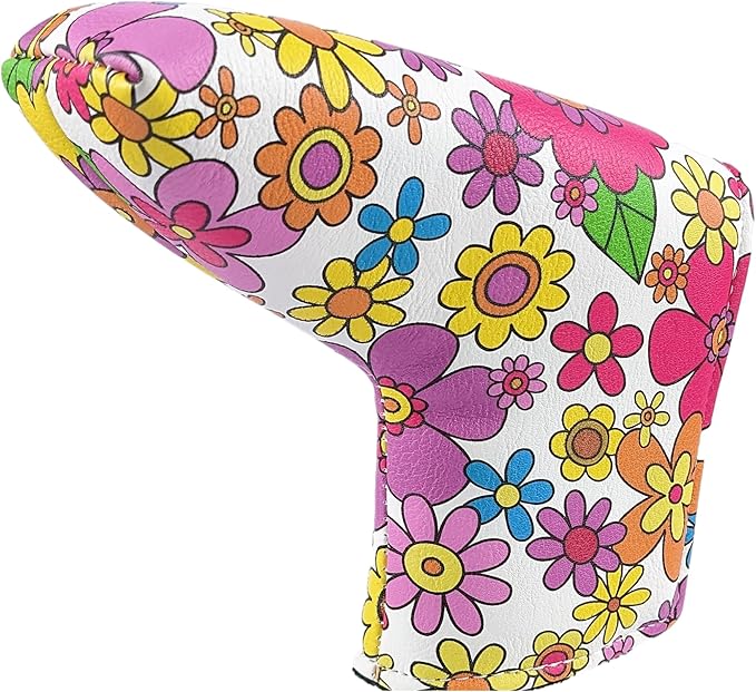Foretra Driver Headcover Golf Club Covers Blade Mallet Putter Cover Alignment Stick Holder Hybrid Fairway Wood Head Cover Flower Pattern Novelty Golf Accessories for Most Brands