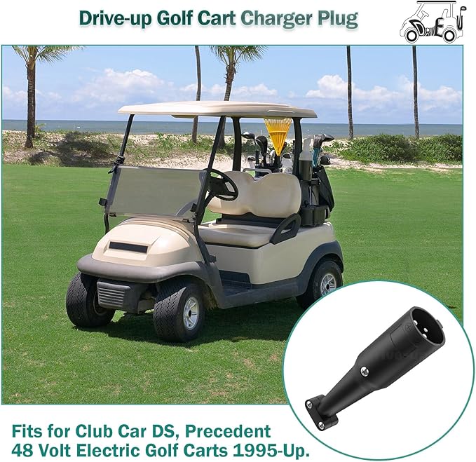 DRIVE UP 48V Club Car Charger Receptacle Charger Plug for Club Car DS Modes, Golf Cart Charging Port with Cord and Club Car Plug OEM 101828901 101802101