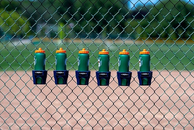 Fence Cup Holder | Drink Holder for Chain Link Fence | Fits Stanley, Yeti & Gatorade | Baseball Dugout, Softball, Pickleball & Tennis | Made in USA | The Fence Buddy (Dark Blue)