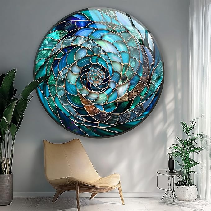 My Photostation.com 10'' Diameter Ocean Vortex Spiral Round Glass Wall Art - Image 4