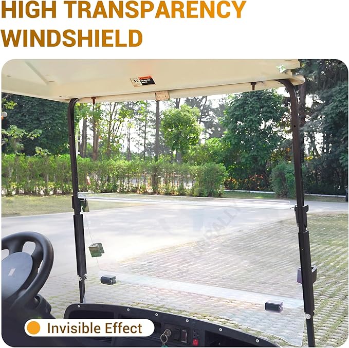 Golf Cart Windshield, Fold Down and Anti-UV Windshield Kit for 1995-2013 EZGO TXT/DCS/PDS Golf Cart, 40.6" W X 33" H, Tinted/Clear
