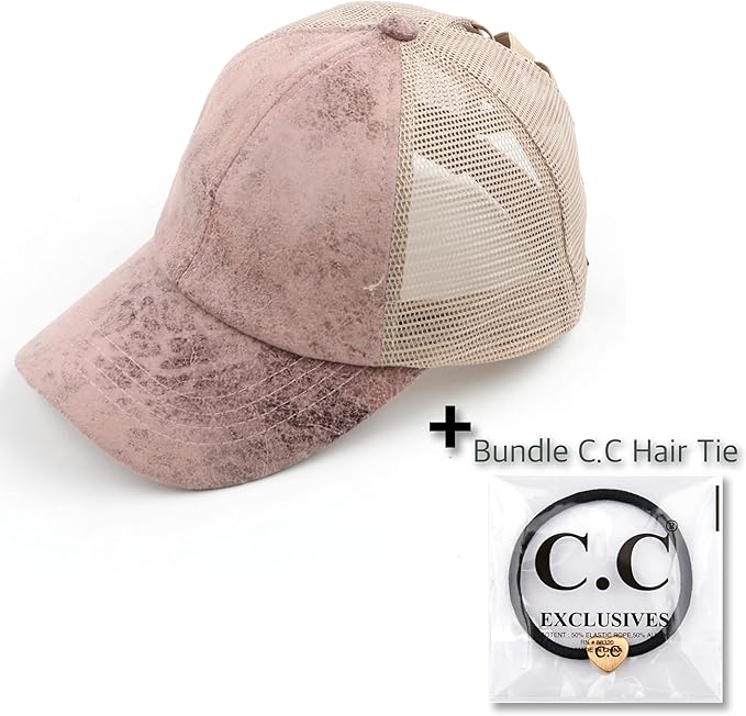 C.C Ponycap Messy High Bun Ponytail Adjustable Glitter Mesh Trucker Baseball Cap