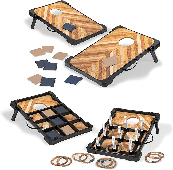 EastPoint 3-in-1 Bean Bag Toss, Tic Tac Toss, Ring Toss Game Set by EastPointSports