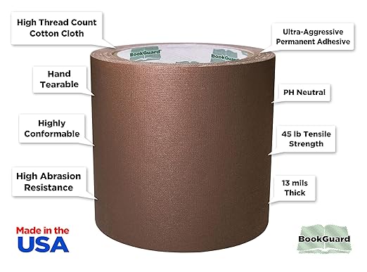 BookGuard 4 inch Premium Bookbinding Repair Cloth Tape, 15 Yard Roll - Image 2