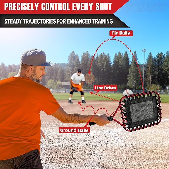 Baseball Racket for Fly Balls, Grounders, and Line Drives - Softball/Baseball Fungo Bat for Coaches and Parents to Help with Auxiliary Training - Attach a Racket Bag and Winding Tape