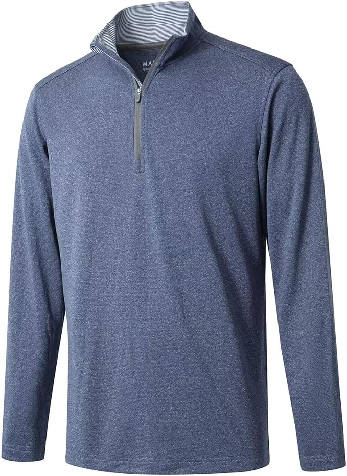 M MAELREG Quarter Zip Golf Pullover Men Dry Fit Long Sleeve Performance Wicking Mock Neck 1/4 Zip Pullover Mens Sweatshirt