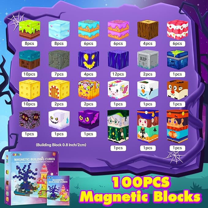 Magnetic Blocks Building Cubes, Magnetic Tiles Kids Montessori Sensory Toys & - Image 2