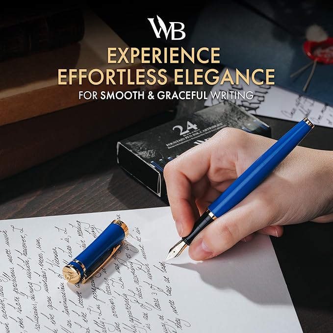 Wordsworth & Black Fountain Pen Set, 18K Gilded Medium Nib, Includes 24 Pack - Image 2