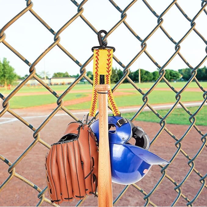 Deekin 2 Pcs Baseball Softball Gear Hanger 3 in 1 Dugout Organizer Bat Holder with Glove Clip and Helmet Hook for Fence Bag Water Bottle Hiking Camping (Softball)