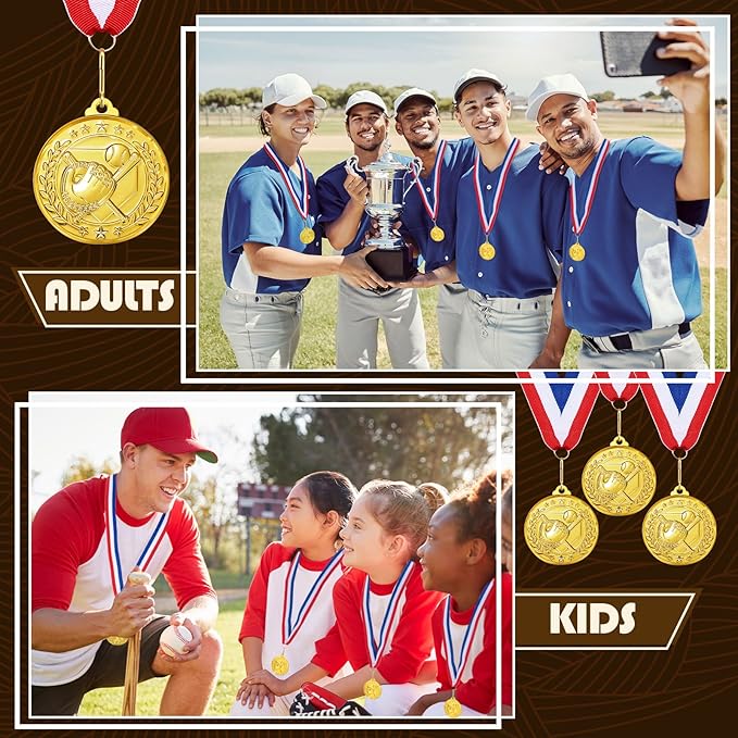 Misdary 12 Pack Medals with Neck Ribbons Team Participation Trophies for Kids Sports Awards Party Favors for Sports Competitions Celebration Gift