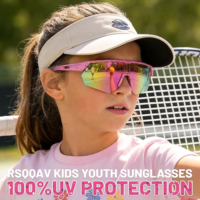 Youth Sports Sunglasses for Boys Girls Age 3-10, Lightweight Frame Kids Baseball Softball Cycling Sunglasses