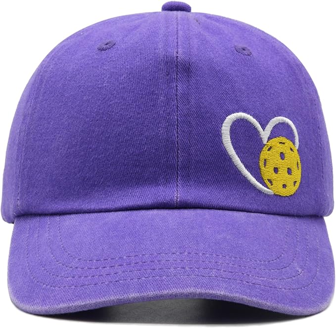 Pickleball Hat for Women Men, Adjustable Embroidered Heart Pickleball Baseball Cap