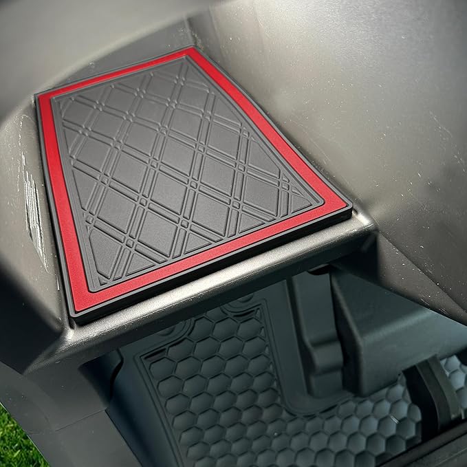 Xtreme MATS 2024-2025 EZGO RXV Compatible Dash Mat for Golf Carts - Double Diamond Rubber Liner for GolfCar Cubbies - Glovebox Liner- Golf Cart Accessory - Red Trim