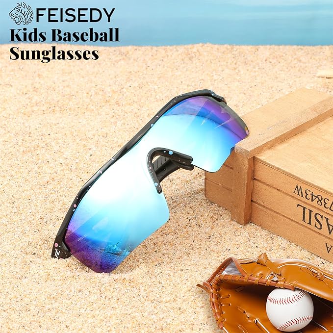 FEISEDY Kids Teens Baseball Polarized Sunglasses Sports TR90 Frame Boys Girls Cycling B2454