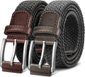 BULLIANT Belt for Men 2Pack,Mens Gift Stretch Braided Web Belt Elastic for Casual Golf Jeans,1 3/8"