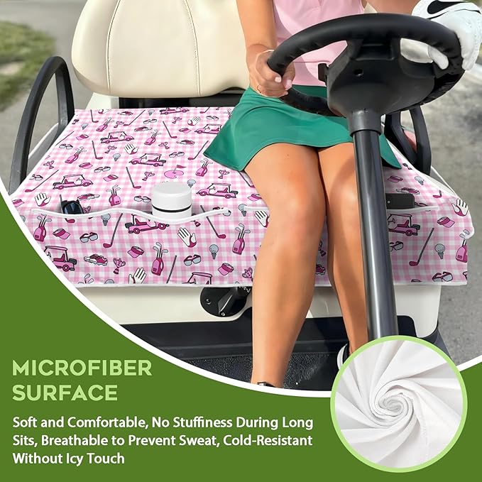 Golf Cart Seat Covers Club Car Golf Cart Accessories 4 Pockets Golf Carts Seat Towel Blanket for Men Women Golf Cart Decor