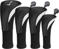 Golf Club Head Covers for Woods 3/4/5/6 Pieces Long Neck Mesh Sports Golf Club Headcovers Set with Interchangeable No. Tags 3 4 5 6 7 X Golf Accessories for Men Women