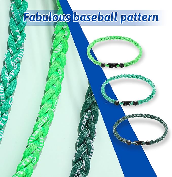 Junkin Baseball Necklaces Three Braided Rope Titanium Necklace for Fans Team Gifts Boys Men Player Softball Sports