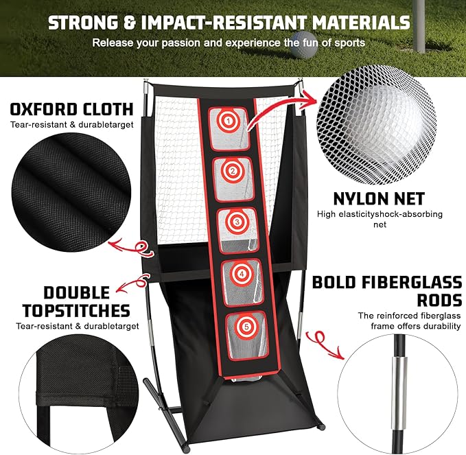 Storgem Golf Net, Golf Chipping Net,Target Training Chip Aids for Precision & Distance,with 5 Distinct Target Heights Challenge and Automatic Ball Return,Improve Your Short Game