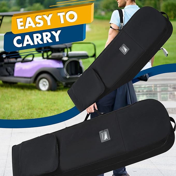 DAREKUKU Golf Travel Bags for Airlines with Adjustable Support Rod and Detachable Shoulder Straps, Hard case Top Soft Foldable Golf Club Travel Covers