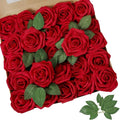 AmyHomie Artificial Flowers Dark Red Rose 100pcs Real Looking Fake Roses w/Stem by AmyHomie