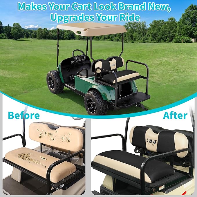 10L0L Universal Golf Cart Rear Seat Cover Dress UP Older Golf Cart Durable Breathable Material Fit Like a Glove for Yamaha EZGO and Club Car, Easy to Install