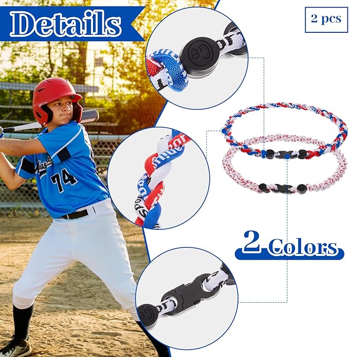 Junkin Baseball Necklaces Three Braided Rope Titanium Necklace for Fans Team Gifts Boys Men Player Softball Sports