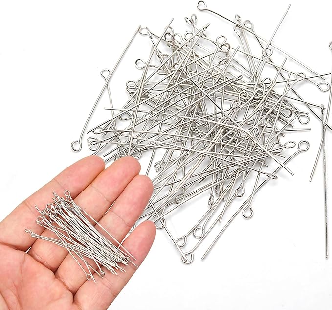 100pcs Silver Filled Eye Pins Non Tarnish Craft Earring Bracelet Jewelry Making - Image 3