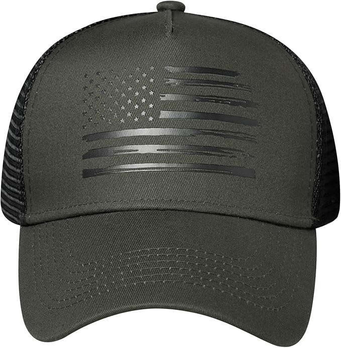 Baseball Cap, American Flag Trucker Hat for Men Women, Breathable Adjustable Fit Outdoor Mesh Snapback Hats