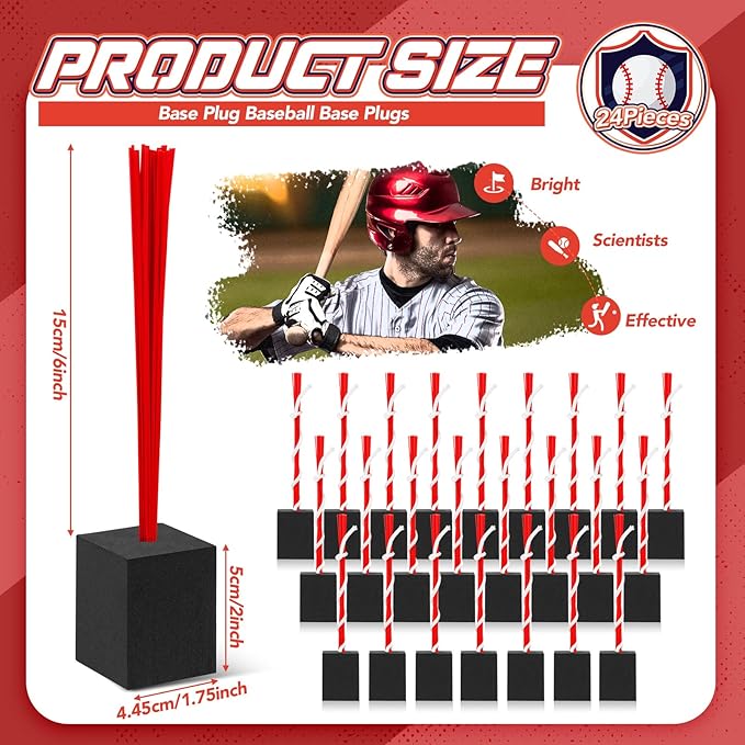 Shappy 24 Pieces Base Plugs with Tassels Heavy Duty Rubber Baseball Anchor Plug for Baseball Field Drill Softball Accessories