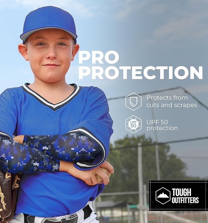 Tough Outdoors Baseball Arm Sleeve Youth & Adults - Compression Arm Sleeves for Kids Boys & Girls Men & Women - Football