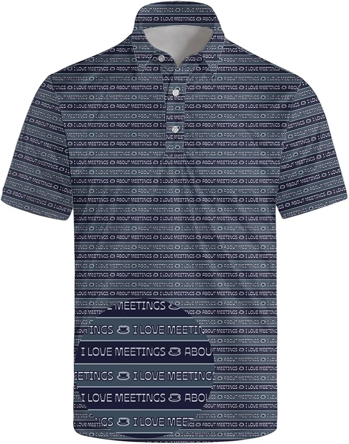 Golf Polo Shirts for Men Funny Print Short Sleeve Golf Shirts Performance Golf Polos