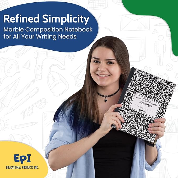 EPI Marble Hardcover Wide Ruled Composition Notebook | 200 Pages, 9.75 x 7.5 in - Image 7