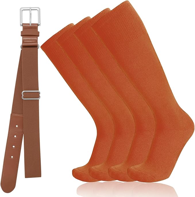 Baseball Socks and Belt Combo for Youth Adult - Softball Sock and Belt for Boys and Girls (2 Pairs of Socks & 1 Belt)