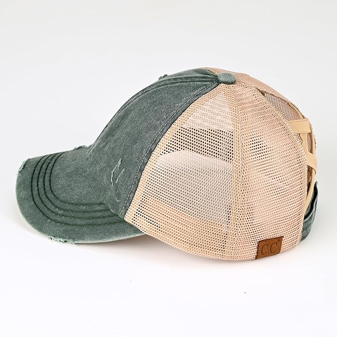 C.C Ponycap Messy High Bun Ponytail Adjustable Glitter Mesh Trucker Baseball Cap