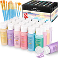 Acrylic Paint Set With 12 Brushes, 24 Colors Art Craft Paints by Caliart
