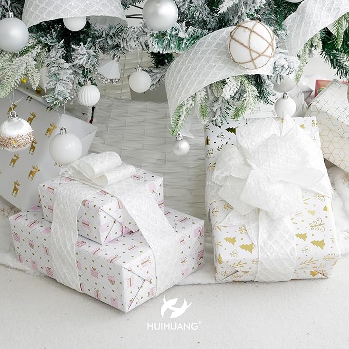 HUIHUANG White Glitter Wired Ribbon - Image 4