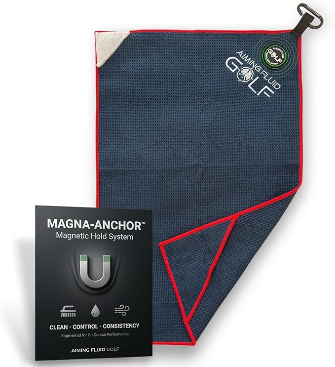 Magnetic Golf Towel - 3-Stage Cleaning System, Microfiber Rag, Strong Magnet for Golfcart Bags or Landing Pads, for Men & Women Golfers, Golfing Accessories (Blue, 16" x 24" Stubby)