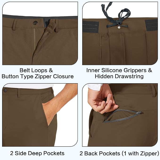 JWM Men's Stretch Golf Joggers Pants with Belt Loops - 29" 34" Slim Fit Tapered Casual Business Travel Dress Work Sweatpants