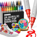 ARTISTRO 24 Dual Tip Brush + Fine Acrylic Paint Markers by ARTISTRO